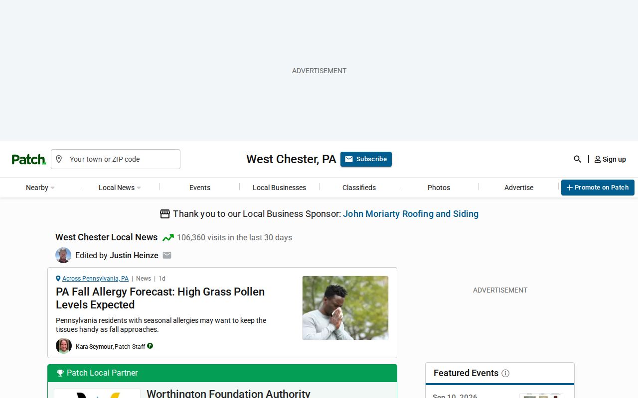 Chester County arrest news context on the Patch West Chester local news page